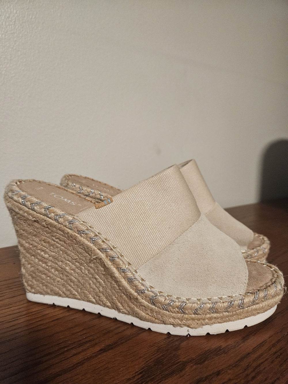 Toms Beige Espadrille Wedge Slide